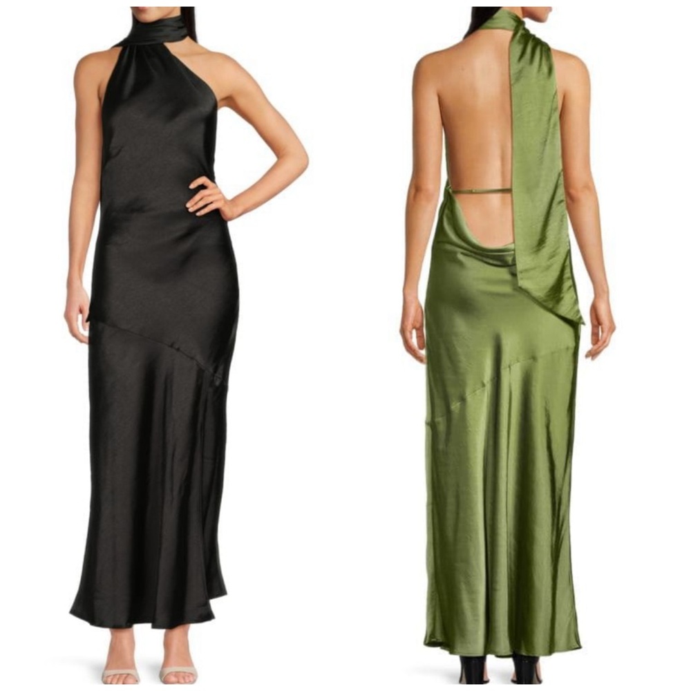 bebe Black maxi satin  Backless Dress